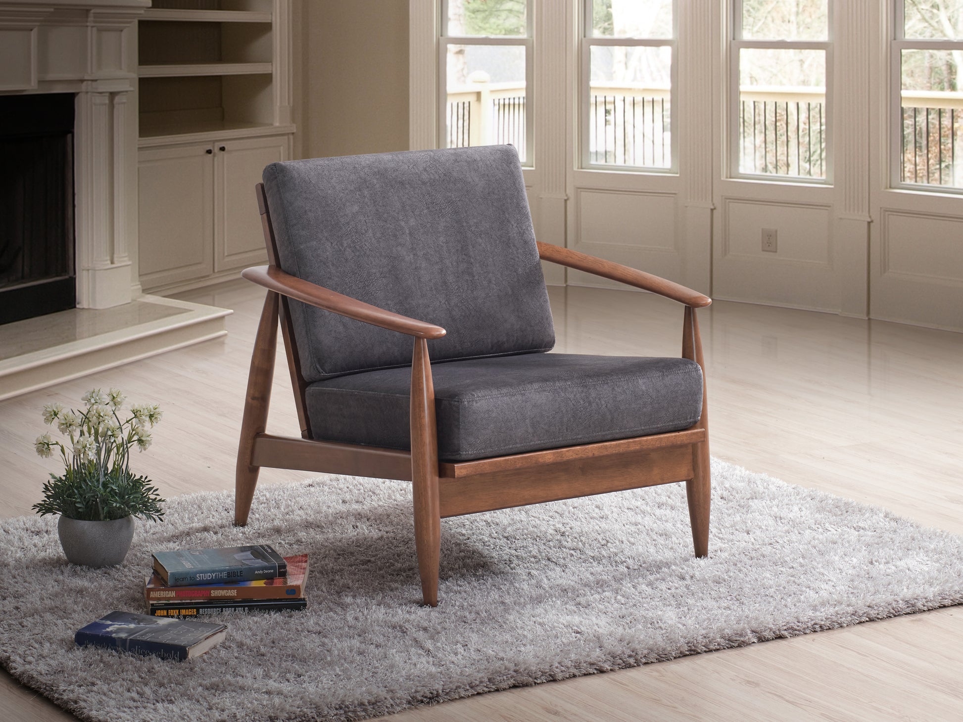 Acme Alisa Accent Chair, Charcoal Fabric & Brown