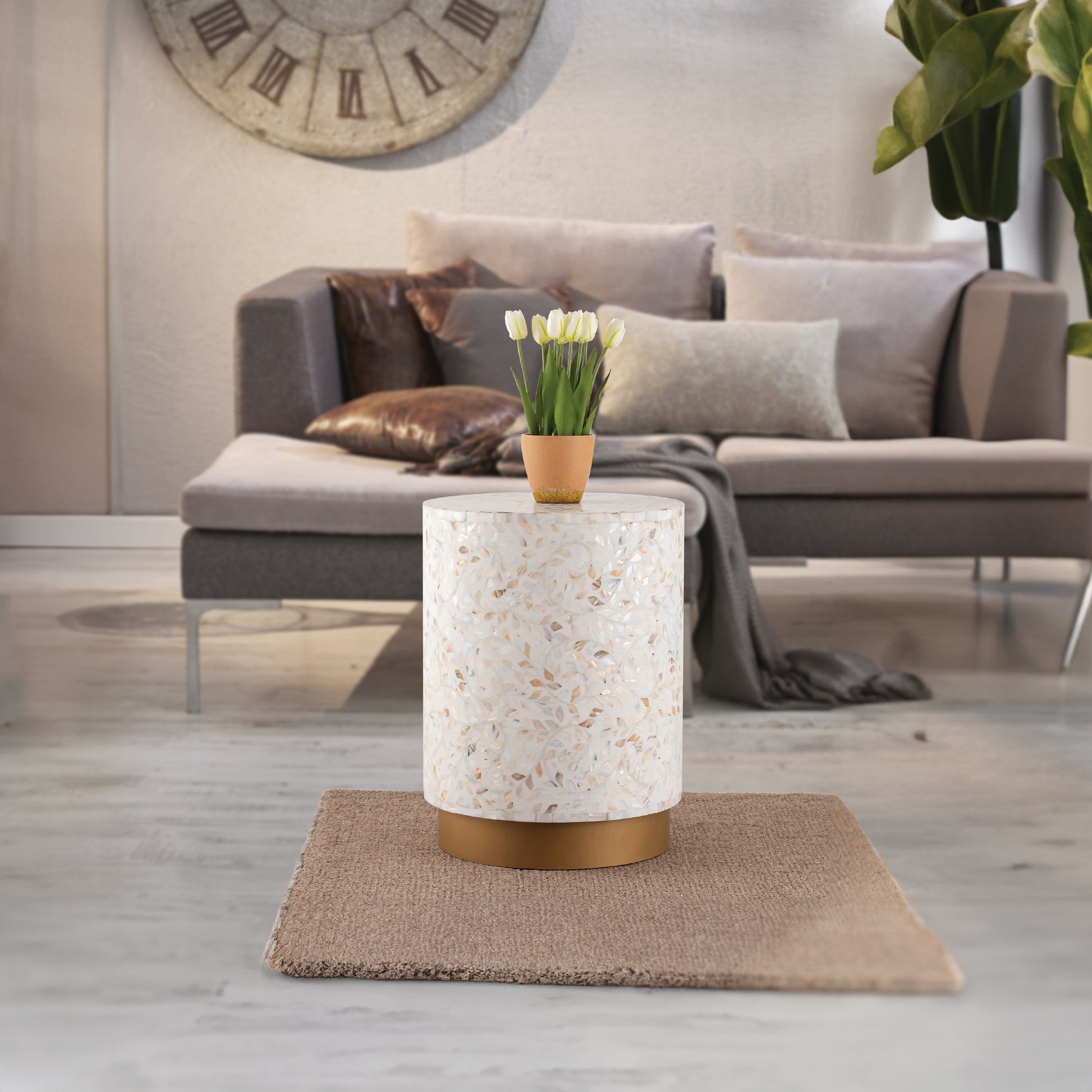 Luxe End Table Ivory ivory-wood