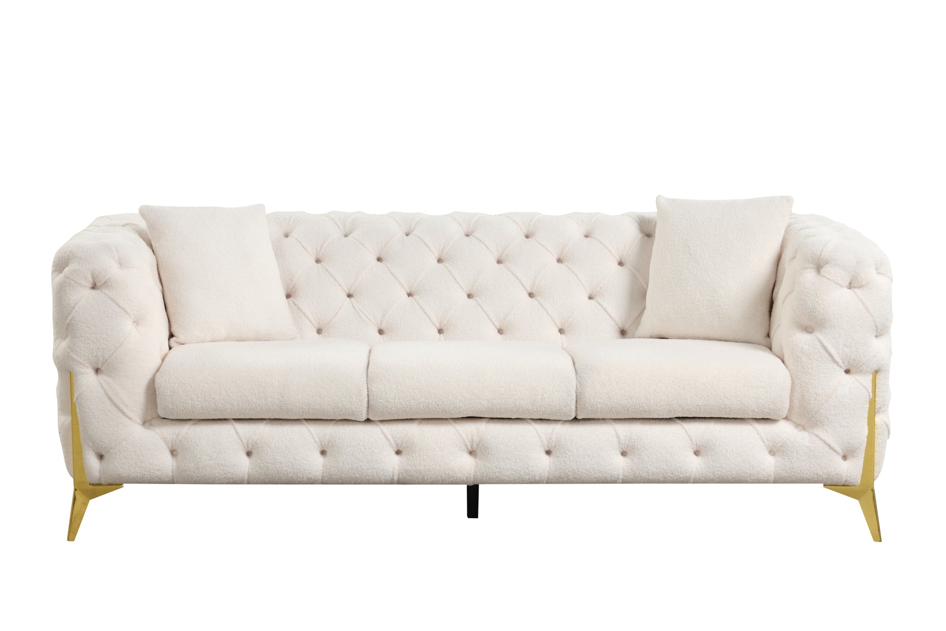 Contempo Modern Style Sofa Made with Wood in Cream cream-wood-primary living space-contemporary-faux