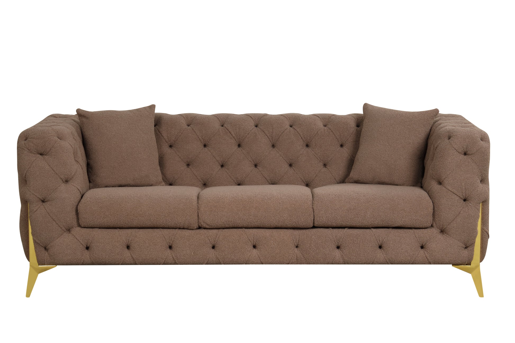 Contempo Modern Style Buckle Fabric Sofa Made with brown-wood-primary living space-contemporary-faux