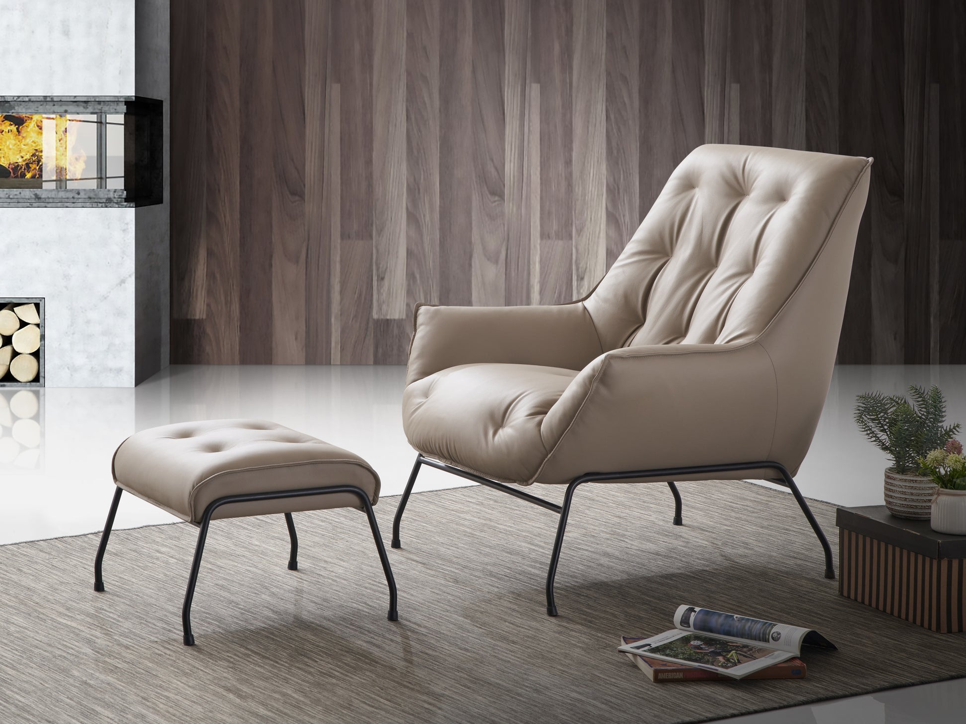 ACME Zusa Accent Chair, Khaki Top Grain Leather khaki-leather