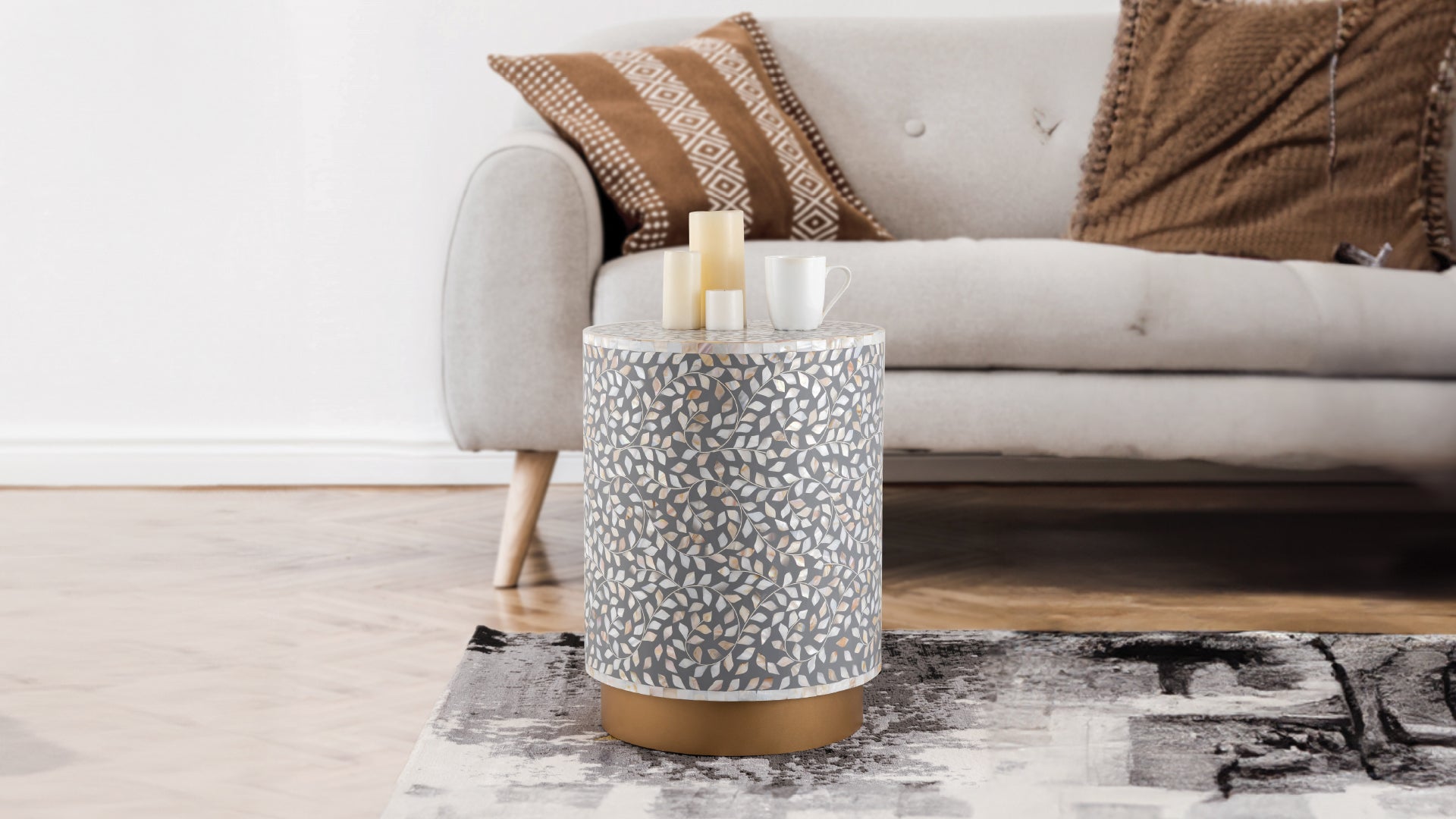 Luxe End Table Gray gray-wood