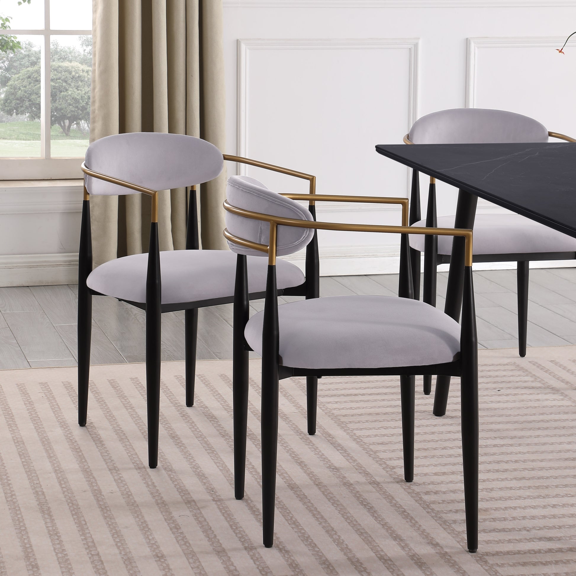 Modern Contemporary 5pc Dining Set Black Sintered black+ gray-seats 4-dining room-60