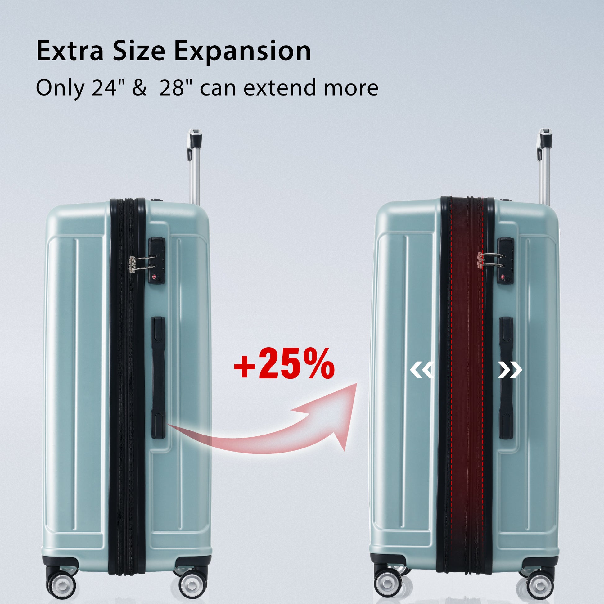 Hardside Luggage Sets 3 Pieces, Expandable Luggages blue-gray-abs