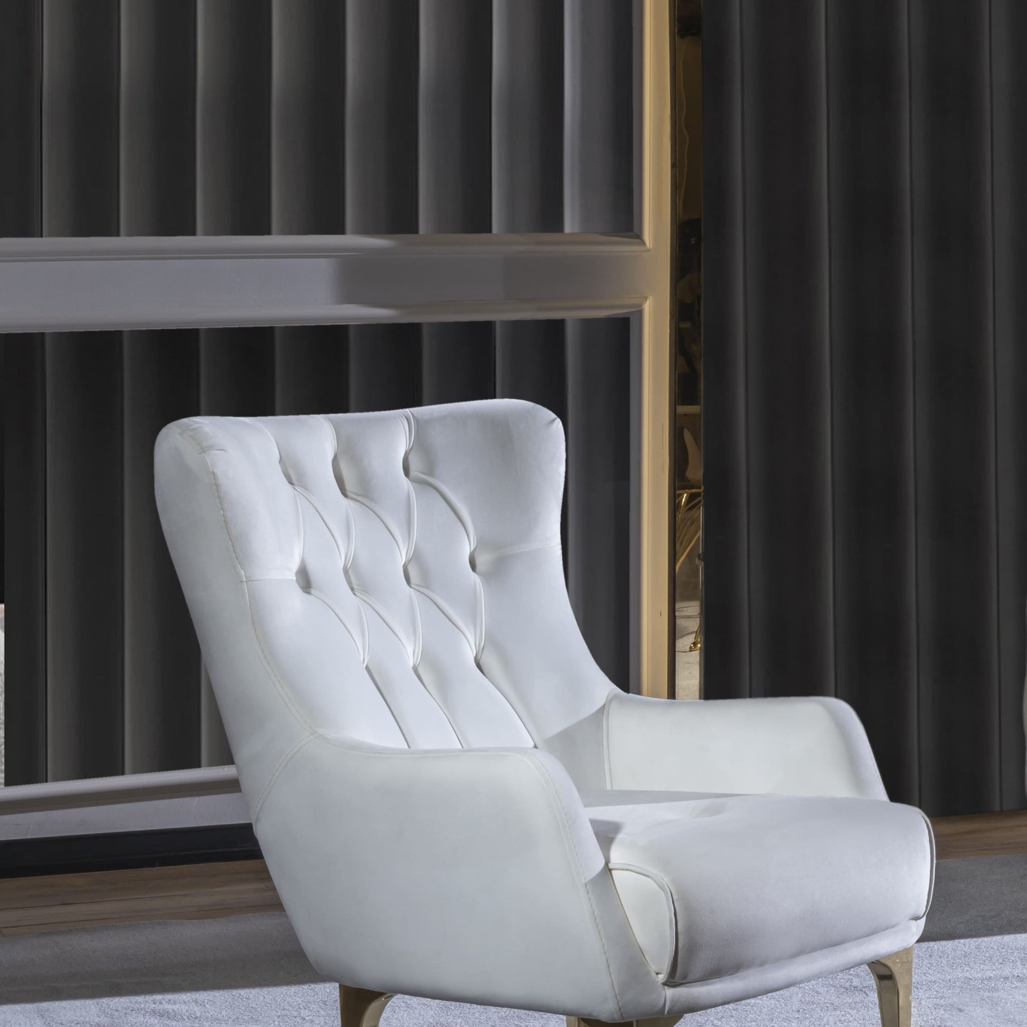 Lust Modern Style Chair in Off White off white-modern-upholstered-wood