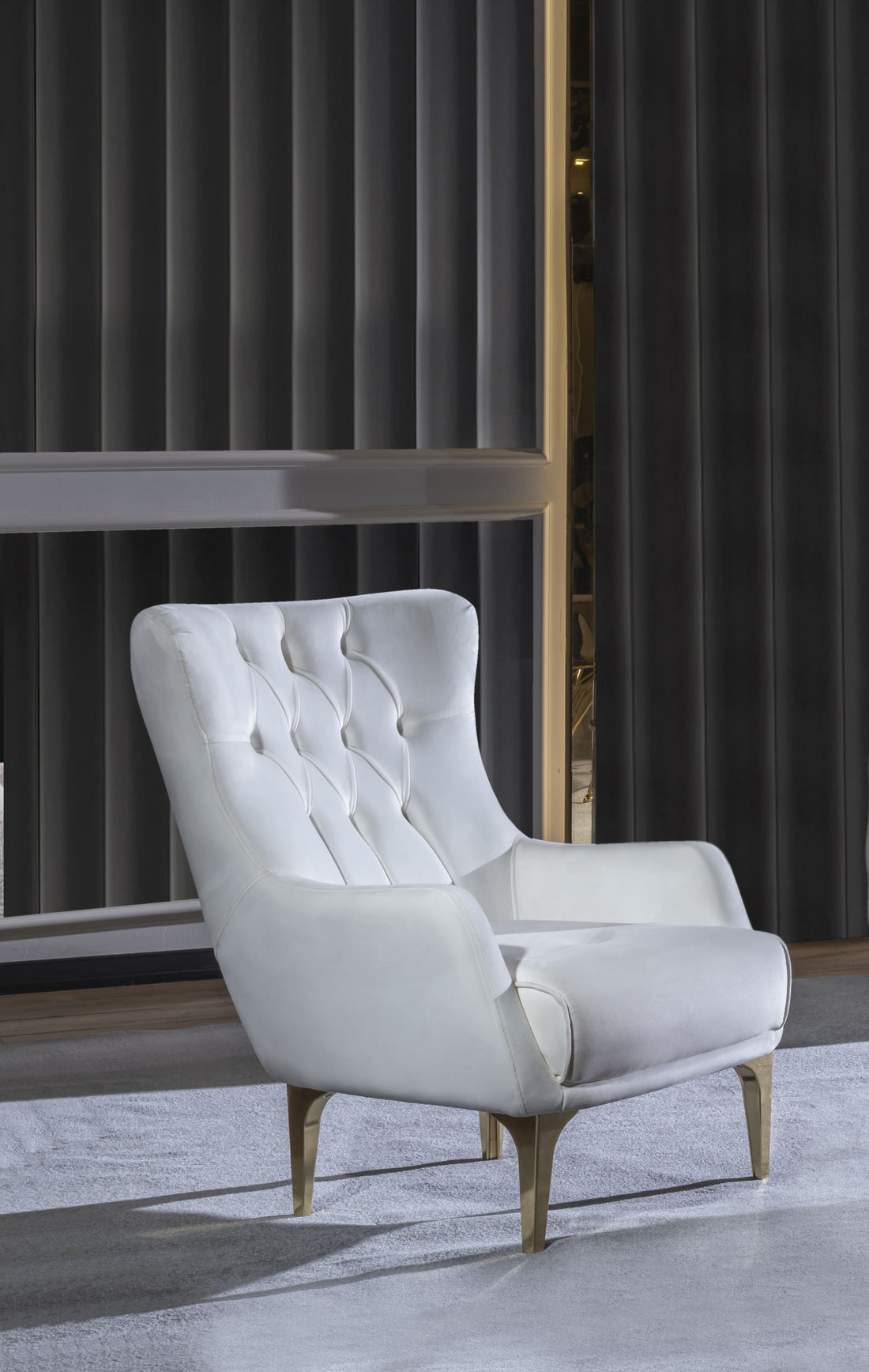 Lust Modern Style Chair in Off White off white-modern-upholstered-wood