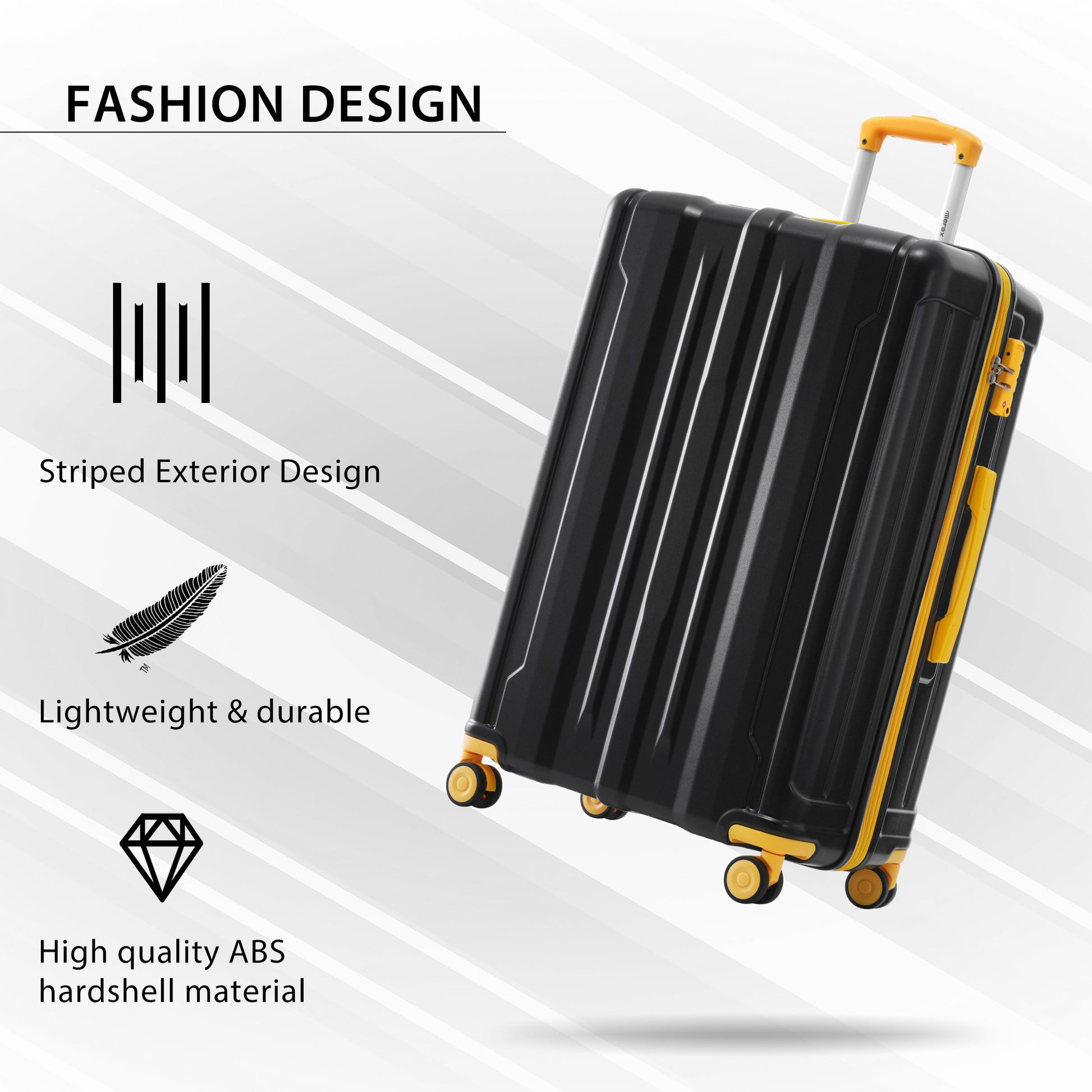 Hardside Luggage Sets 3 Pieces, Expandable Luggages black-abs