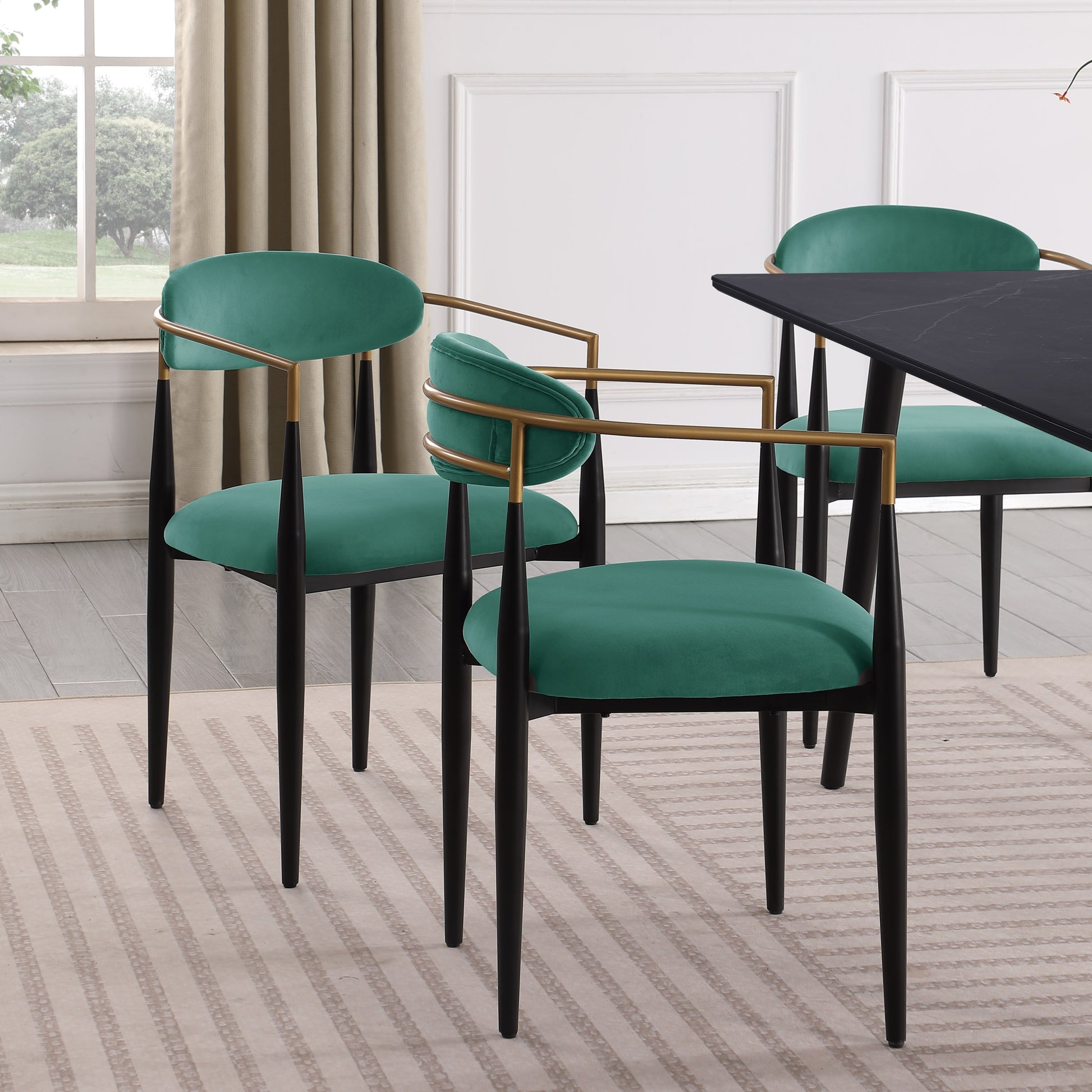 Modern Contemporary 5pc Dining Set Black Sintered blackish green-seats 4-dining room-60