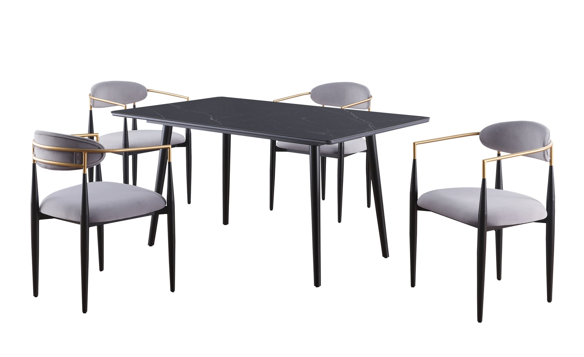 Modern Contemporary 5pc Dining Set Black Sintered black+ gray-seats 4-dining room-60