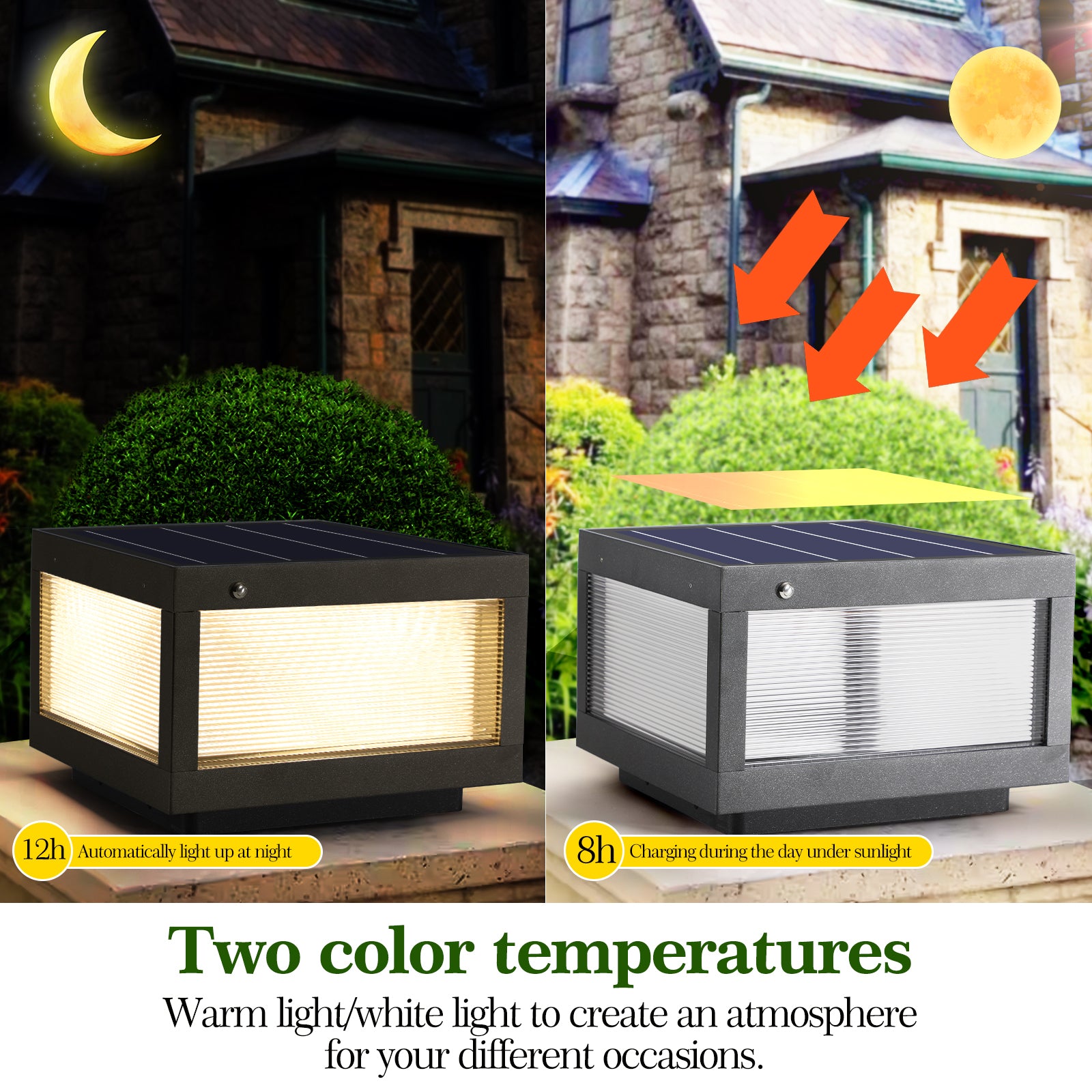 Solar Wall Lamp With Dimmable LED 2 pack black-aluminium