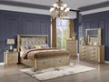 Medusa Queen 5PC Bedroom set Made with Wood in Gold box spring not required-queen-gold-wood-5 piece