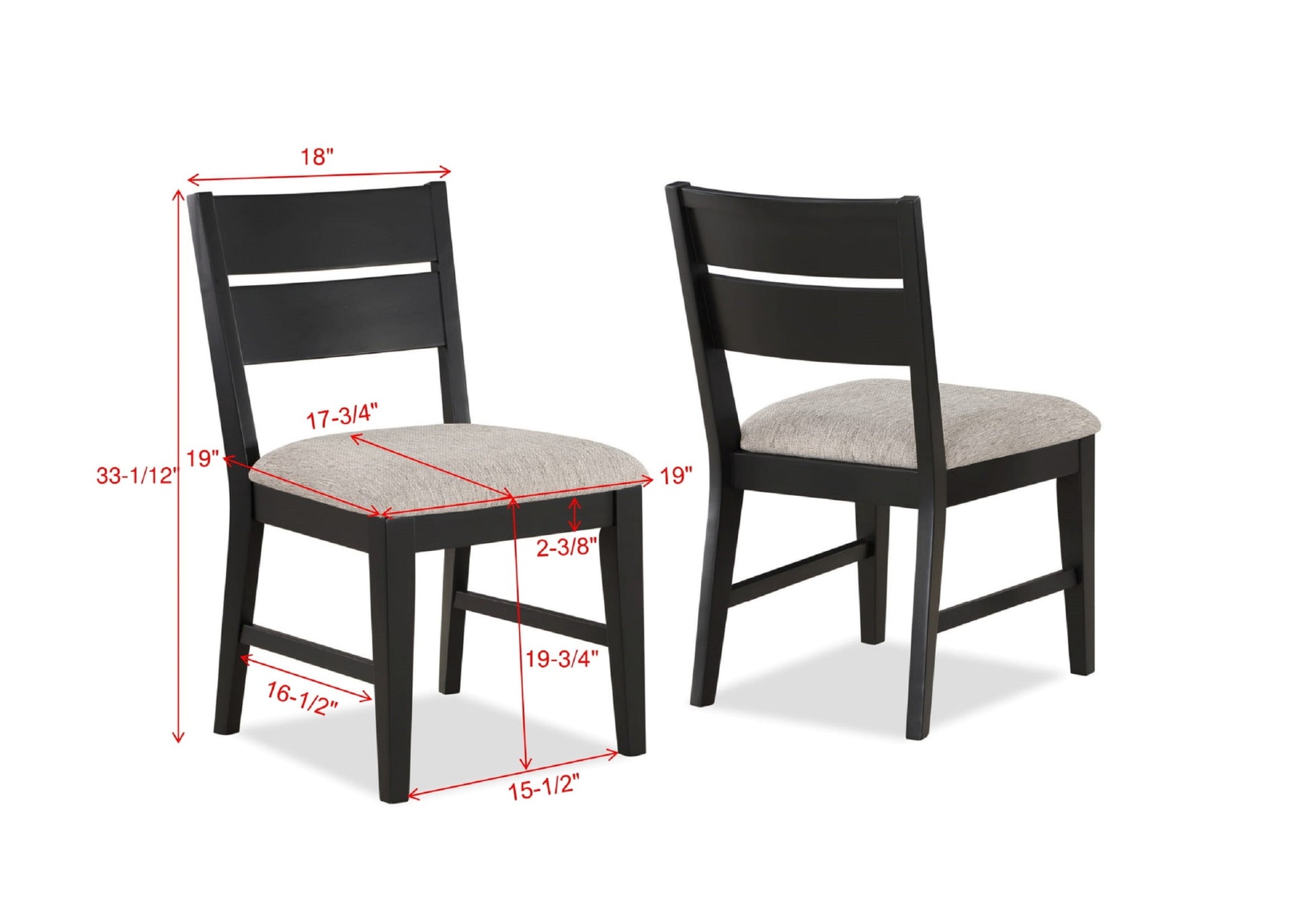 Contemporary 2pc Dining Side Chair Upholstered Seat dark gray-square-contemporary-side chair-ladder