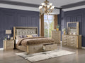 Medusa King 5PC Bedroom set Made with Wood in Gold box spring not required-king-gold-wood-5 piece