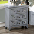 Transitional Style Gray Color Solid wood 1pc gray-3 drawers-bedroom-bedside