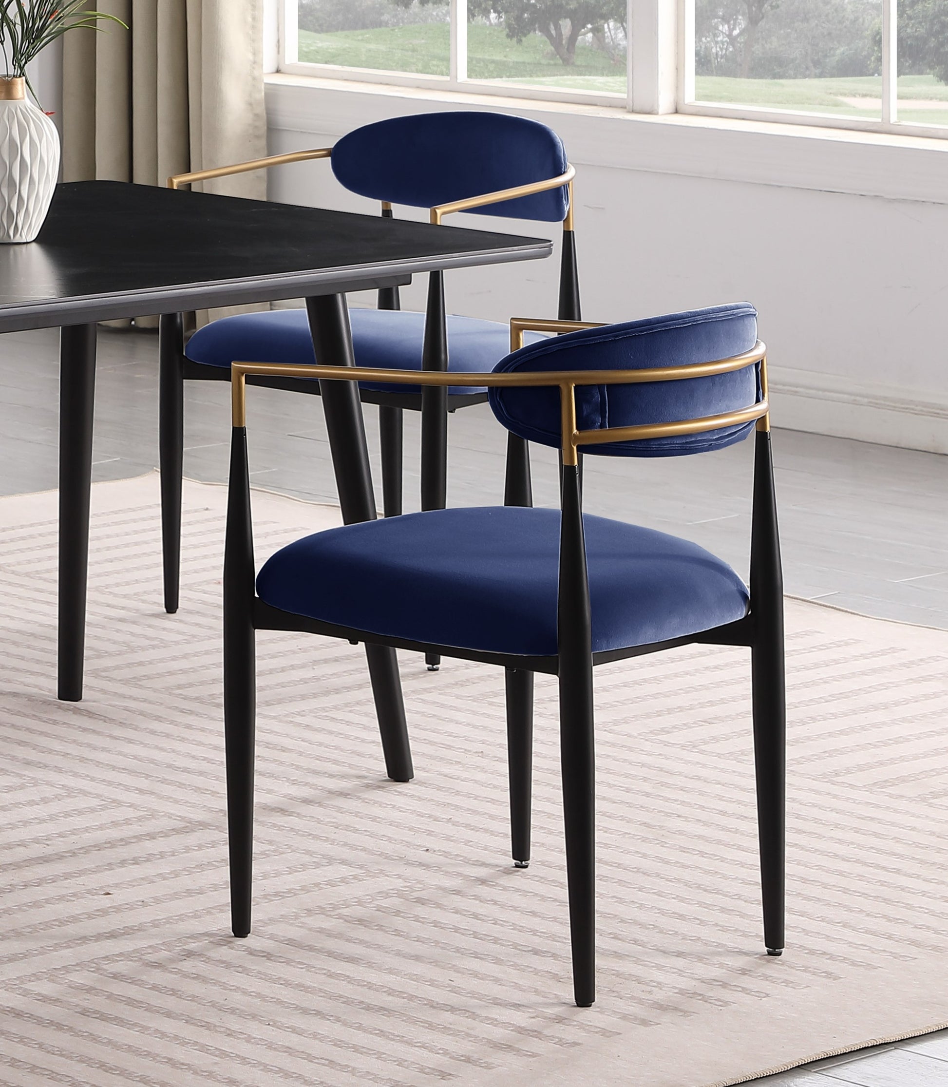 Modern Contemporary 5pc Dining Set Black Sintered black+blue-seats 4-dining room-60