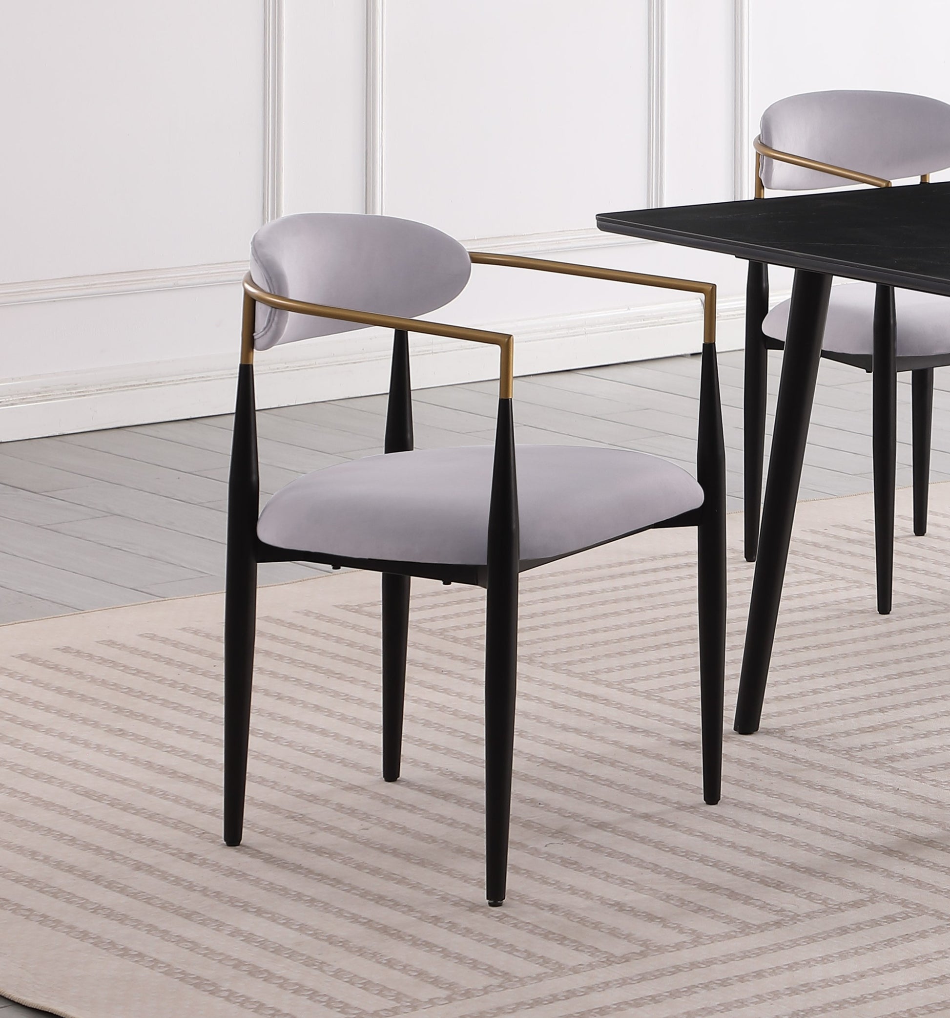 Modern Contemporary 5pc Dining Set Black Sintered black+ gray-seats 4-dining room-60