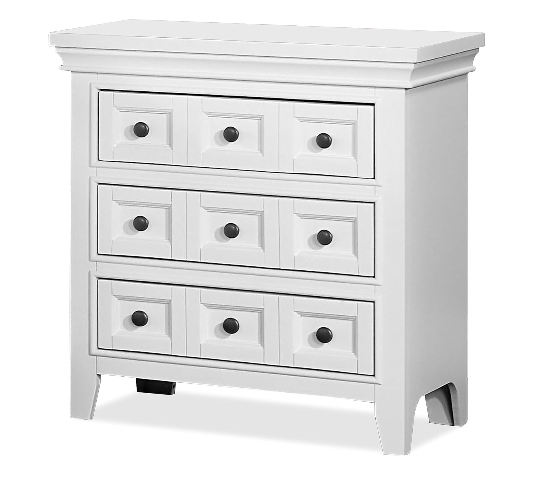 Transitional Style White Color Solid wood 1pc white-3 drawers-bedroom-bedside