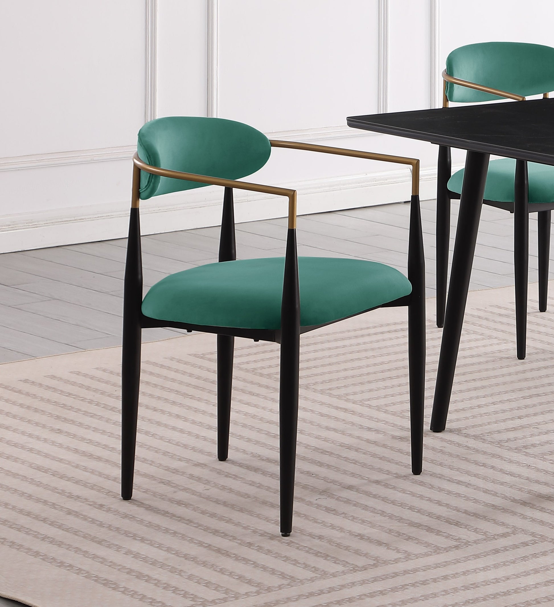 Modern Contemporary 5pc Dining Set Black Sintered blackish green-seats 4-dining room-60