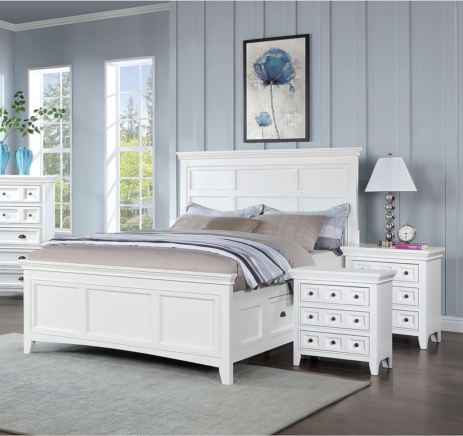 Transitional Style White Color Solid wood 1pc white-3 drawers-bedroom-bedside