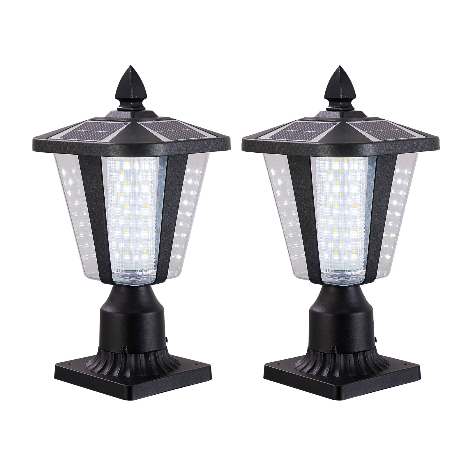 Solar Column Headlights With Dimmable LED 2 pack black-pc-aluminium