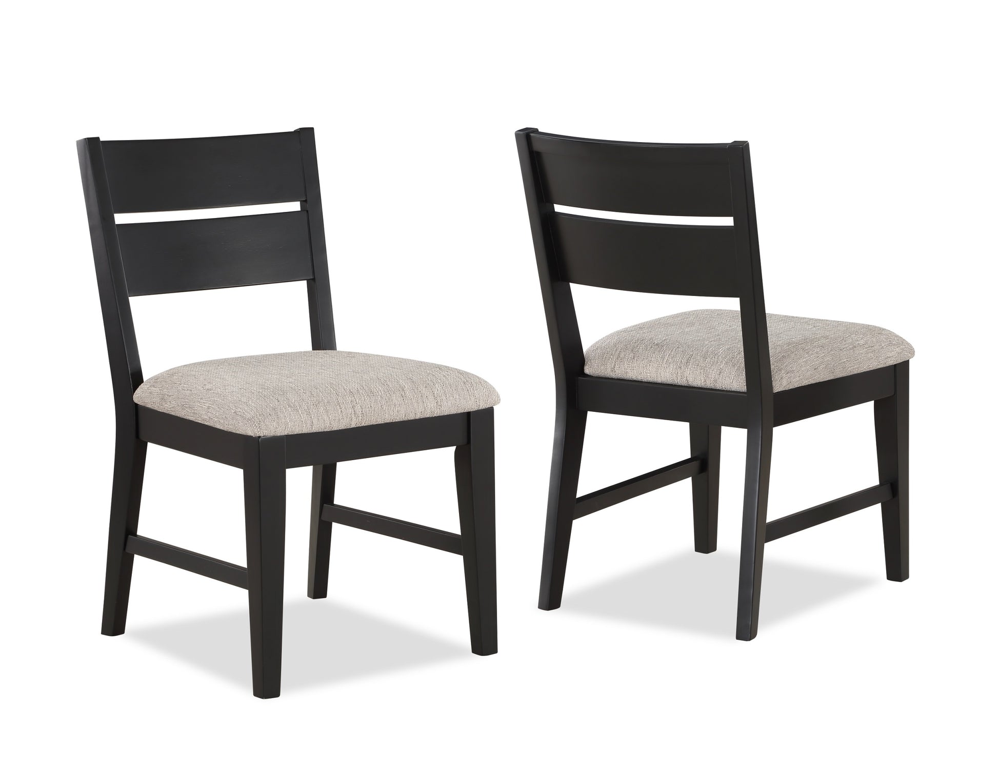 Contemporary 2pc Dining Side Chair Upholstered Seat dark gray-square-contemporary-side chair-ladder