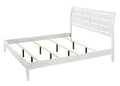 1pc King Size White Finish Panel Bed Geometric Design king-white-bed frame-wood