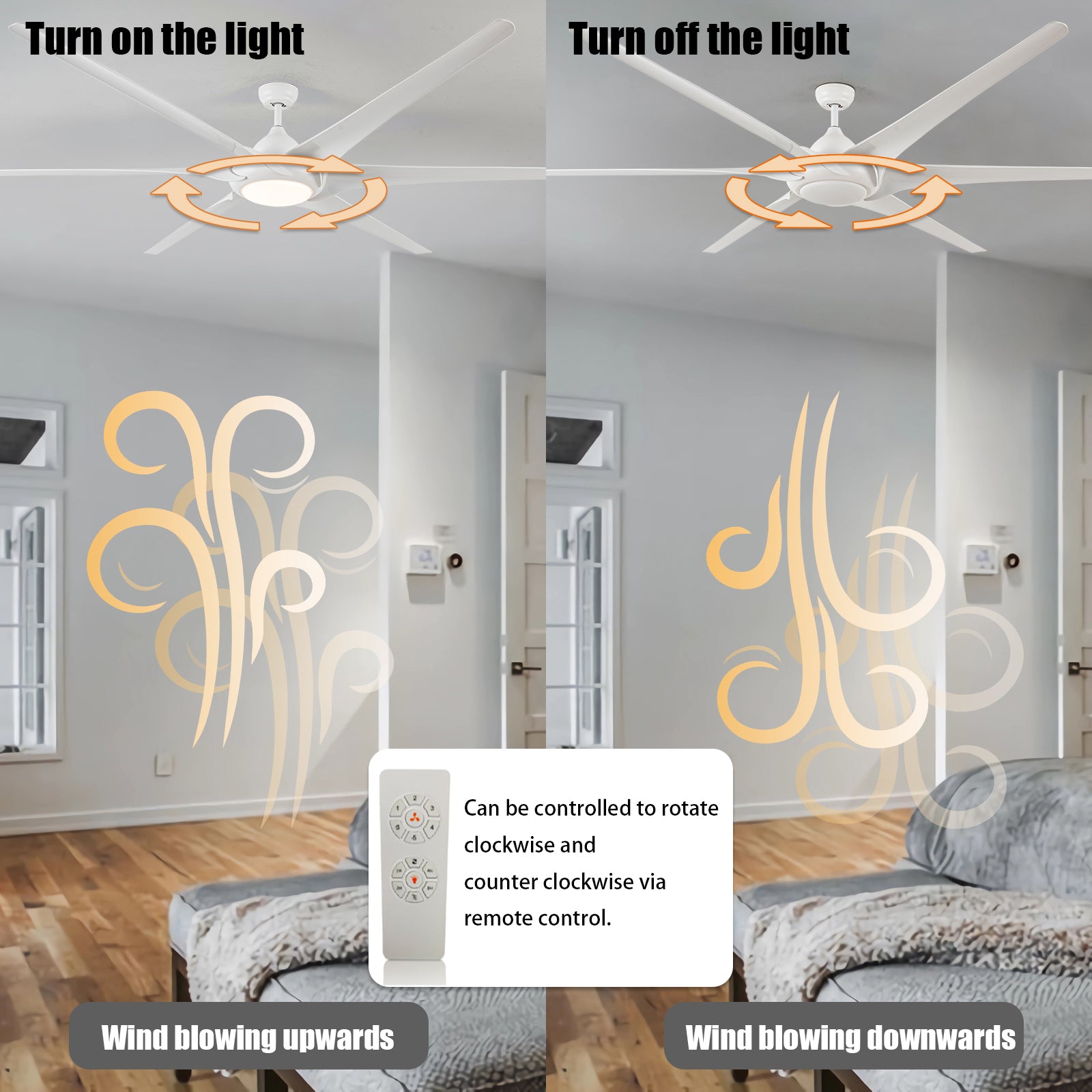 100" Ceiling Fans With Lights And Remote white-abs