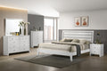 1pc King Size White Finish Panel Bed Geometric Design king-white-bed frame-wood