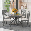 5 Piece Retro Functional Dining Table Set grey-solid wood