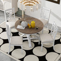 5 Piece Retro Functional Dining Table Set brown + antique white-solid wood