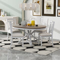 5 Piece Retro Functional Dining Table Set brown + antique white-solid wood