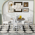 5 Piece Retro Functional Dining Table Set brown + antique white-solid wood