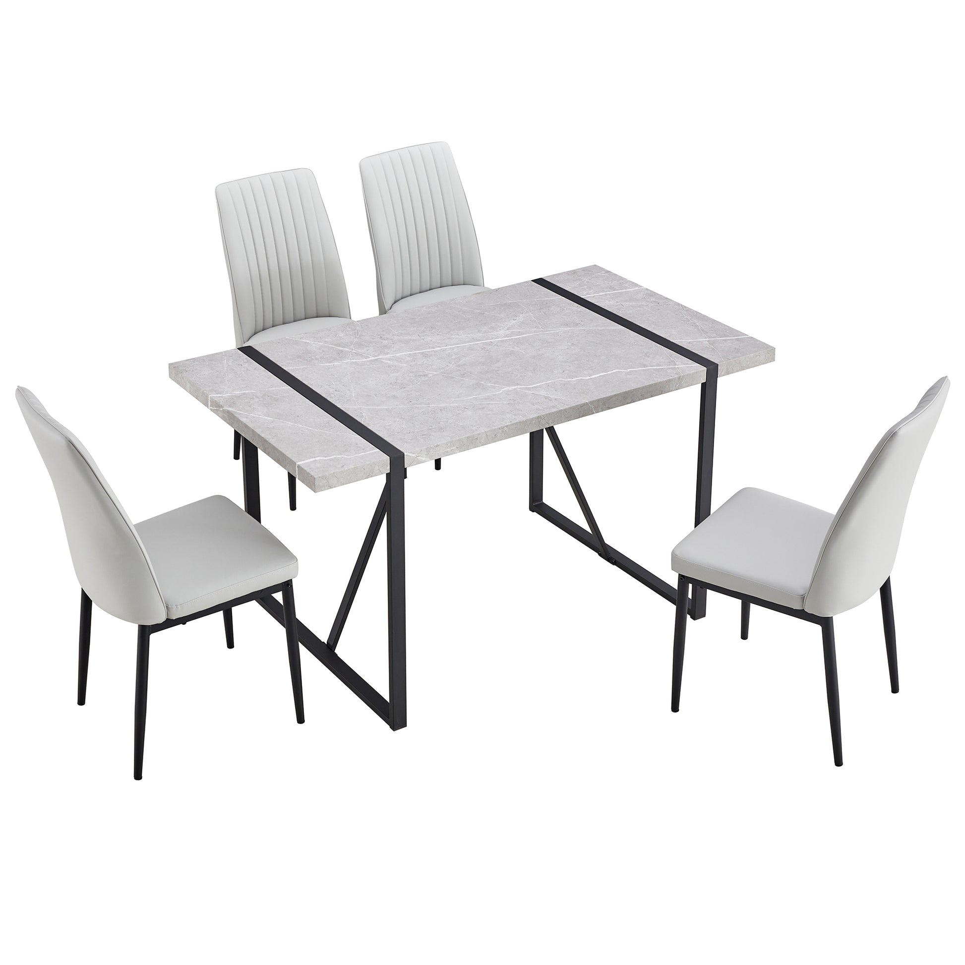 5 Piece Dining Table Chairs Set, Rectangular