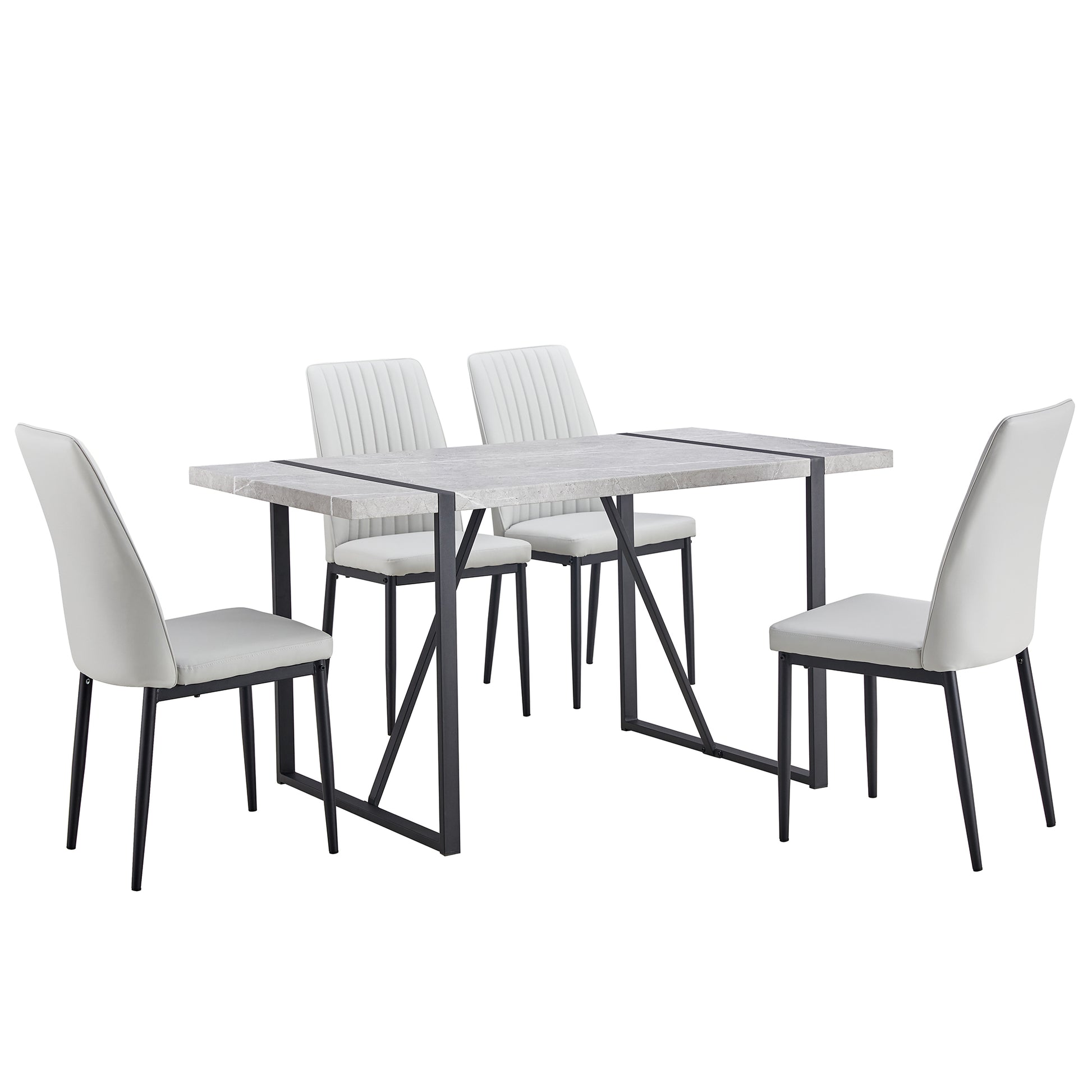 5 Piece Dining Table Chairs Set, Rectangular