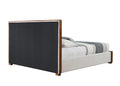 Kaleea Queen Bed, Light Gray Chenille & Walnut