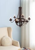 6 Light Metal Chandelier, Hanging Light Fixture with black-iron