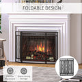 3 Panel Folding Fireplace Screen, Metal Mesh Fire