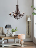 6 Light Metal Chandelier, Hanging Light Fixture with black-iron