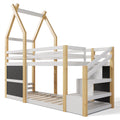 Twin over Twin House Bunk Bed with White Storage box spring not required-twin-white-bed frame-pine