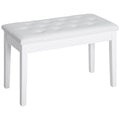 Piano Bench, Duet Piano Chair with Faux Leather Padded white-rubber wood