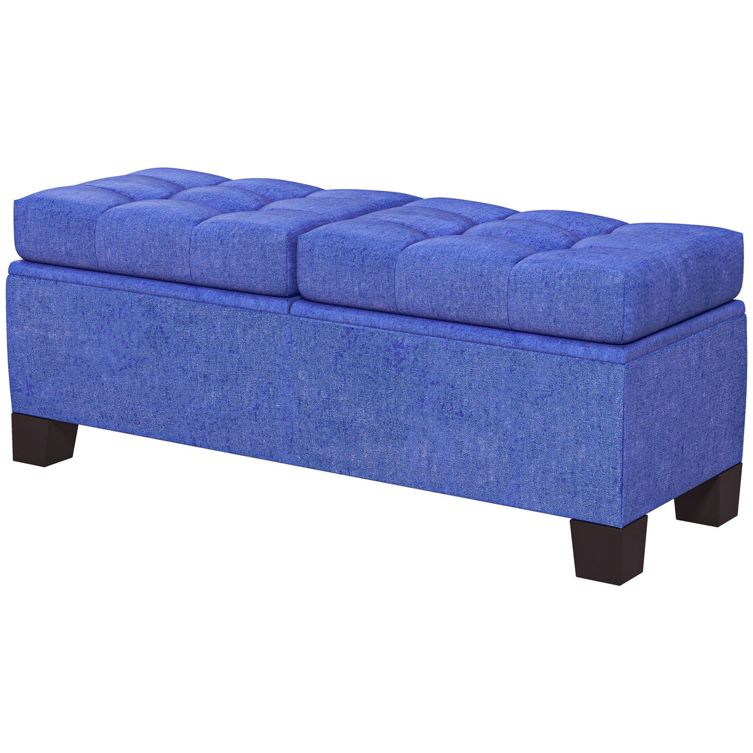 46" Storage Ottoman Bench, Upholstered End of Bed blue-fabric