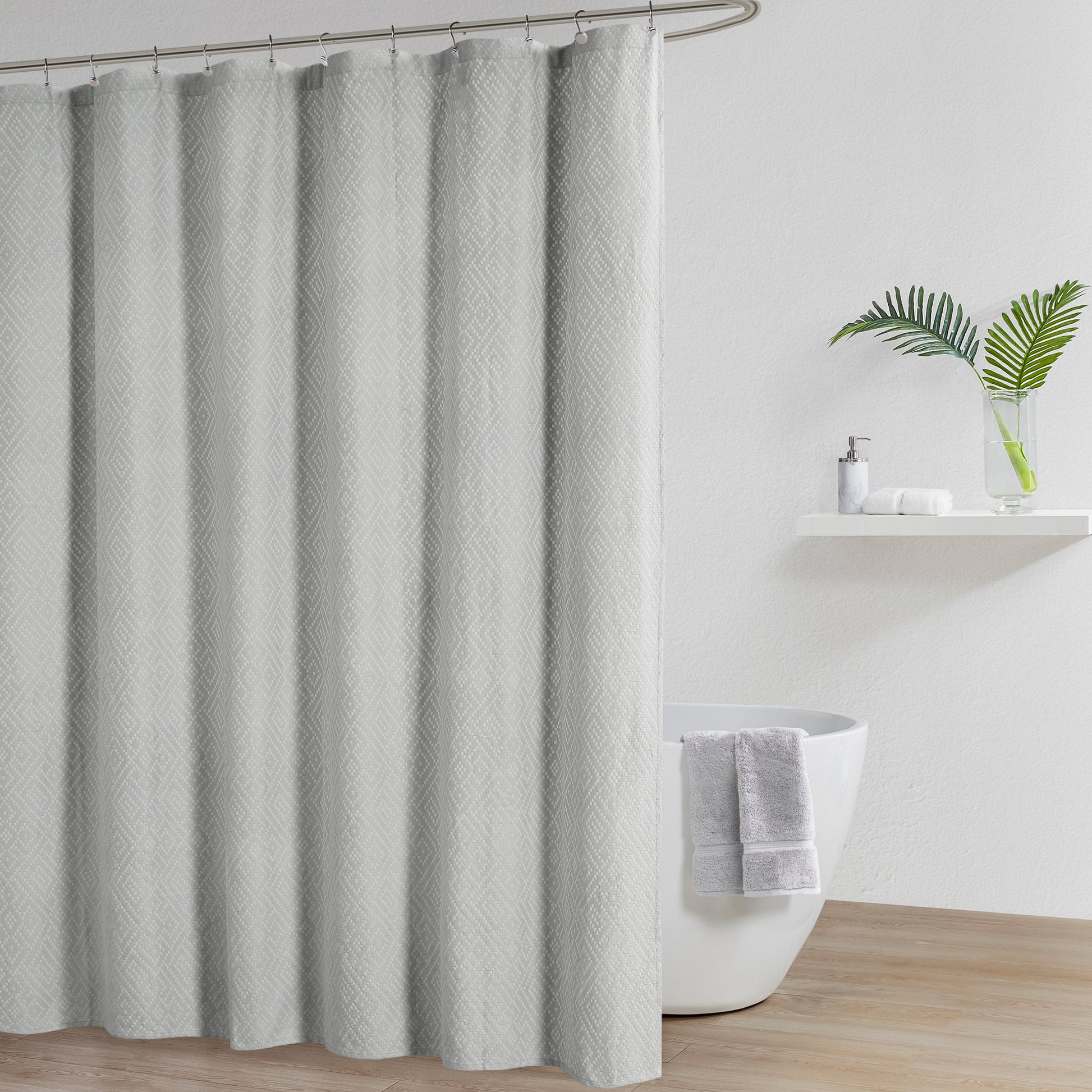 Matelasse Shower Curtain gray-cotton