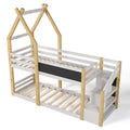 Twin over Twin House Bunk Bed with White Storage box spring not required-twin-white-bed frame-pine