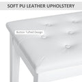 Piano Bench, Duet Piano Chair with Faux Leather Padded white-rubber wood