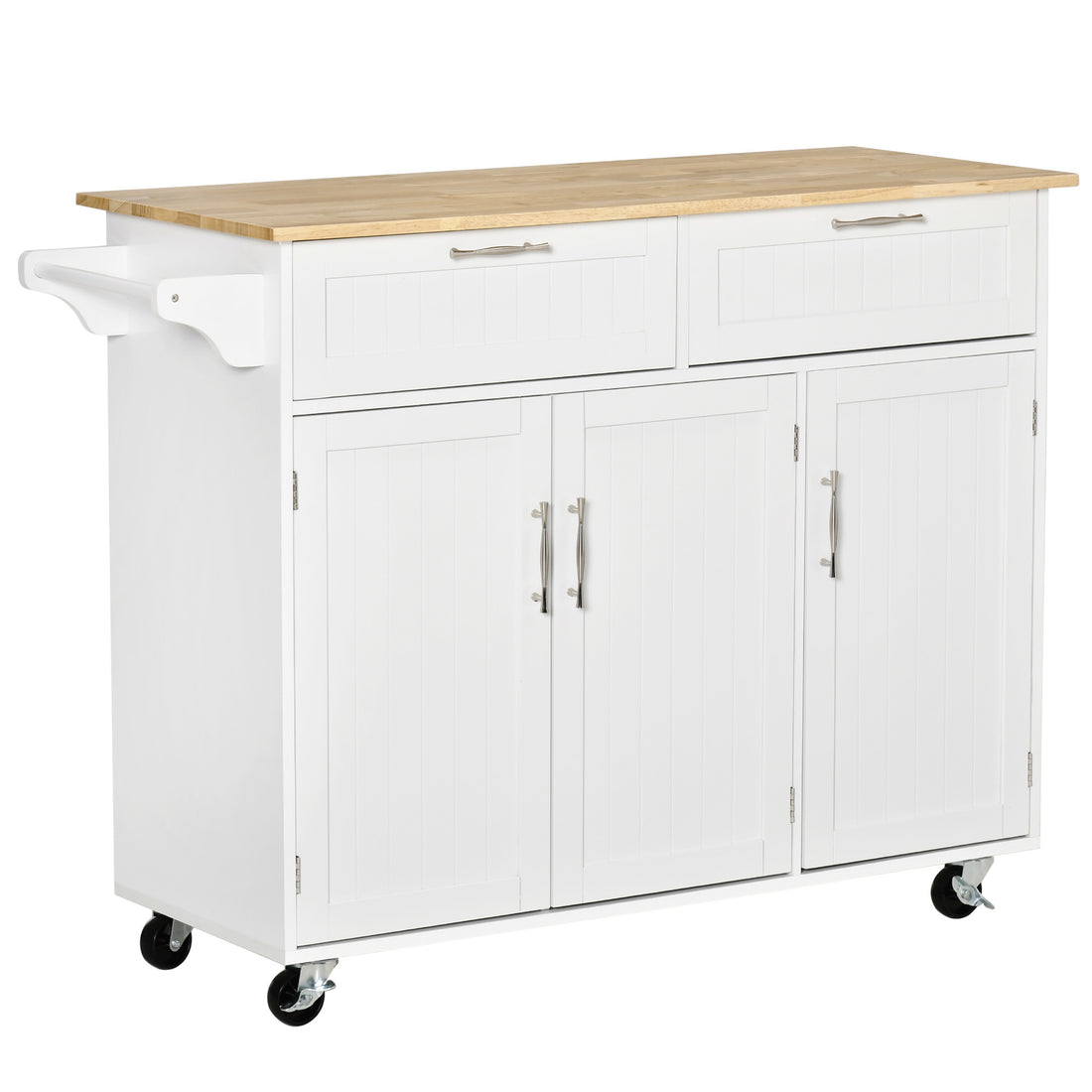 Mobile Kitchen Island with Storage, Kitchen Cart with white-mdf