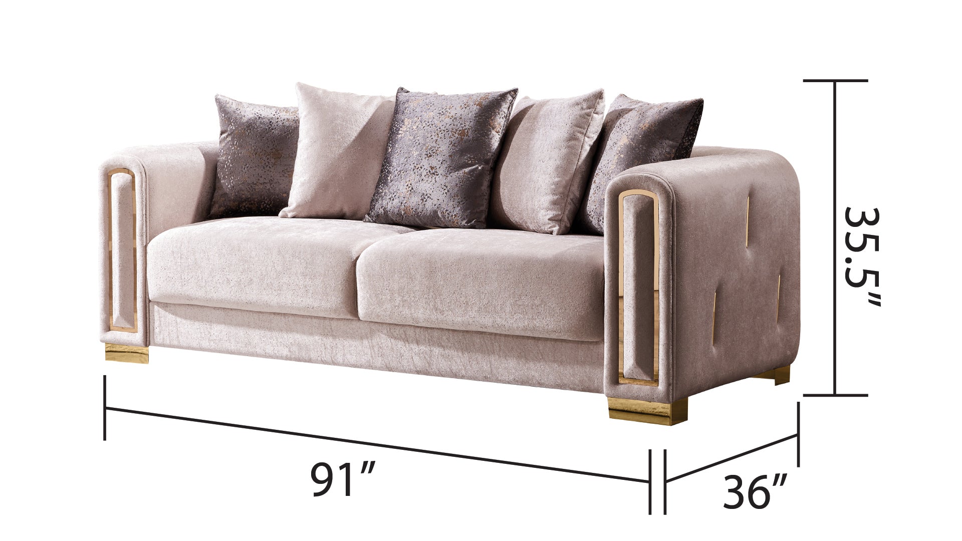 Impreza Modern Style Sofa in Beige beige-velvet-wood-primary living