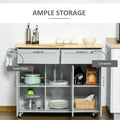 Mobile Kitchen Island with Storage, Kitchen Cart with grey-mdf