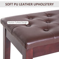 Piano Bench, Duet Piano Chair with Faux Leather Padded brown-rubber wood