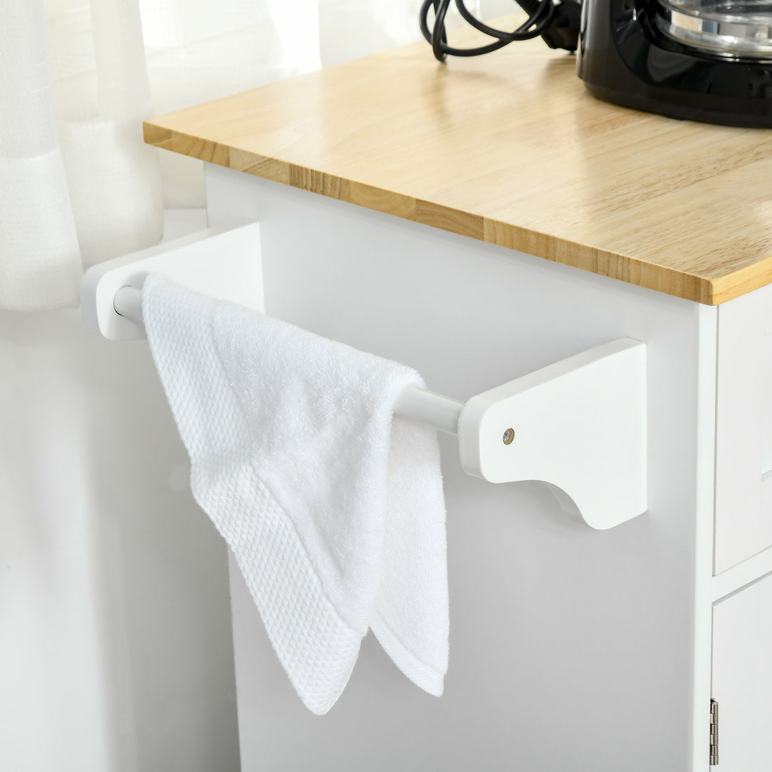 Mobile Kitchen Island with Storage, Kitchen Cart with white-mdf