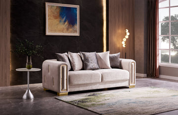 Impreza Modern Style Sofa in Beige beige-velvet-wood-primary living